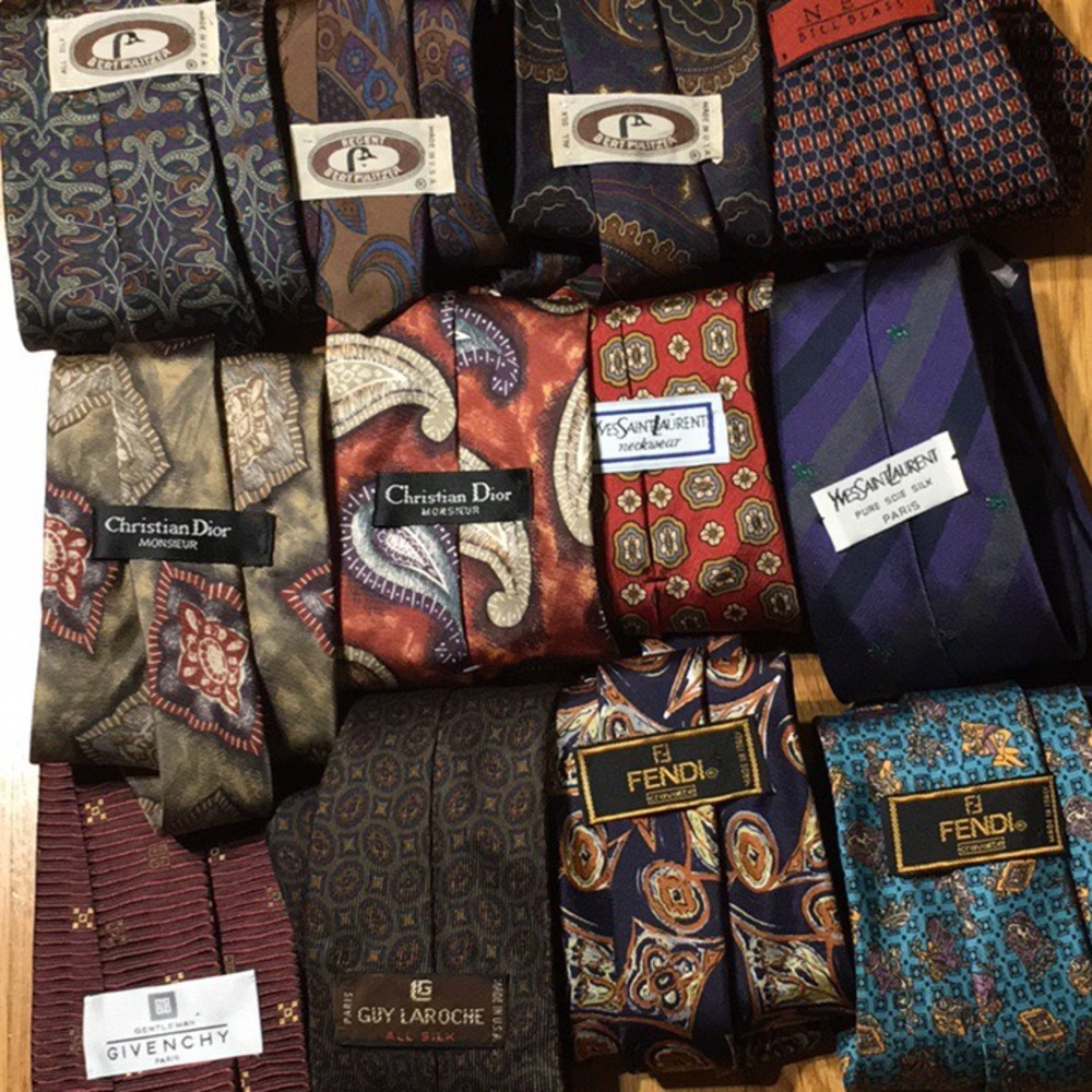 12 designer silk men’s ties